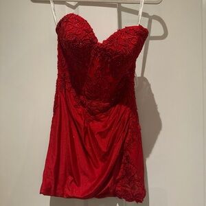 Strapless Red Lace Dress